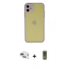MARSİLYAN™- iPhone 11 Kılıf Ahenk Çizgi Serisi - Siyah Joko Magic 5D Hayalet Cam + Pers Alüminyum Kamera Lens - YL