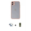 MARSİLYAN™- iPhone 11 Kılıf Ahenk Çizgi Serisi - Siyah Joko Magic 5D Hayalet Cam + Pers Alüminyum Kamera Lens - GI