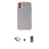 MARSİLYAN™- iPhone 11 Kılıf Ahenk Çizgi Serisi - Siyah Joko Magic 5D Hayalet Cam + Pers Alüminyum Kamera Lens - YL