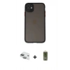 MARSİLYAN™- iPhone 11 Kılıf Ahenk Çizgi Serisi - Siyah Joko Magic 5D Hayalet Cam + Pers Alüminyum Kamera Lens - YL
