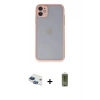MARSİLYAN™- iPhone 11 Kılıf Ahenk Çizgi Serisi - Siyah Joko Magic 5D Hayalet Cam + Pers Alüminyum Kamera Lens - LT