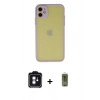 MARSİLYAN™- iPhone 11 Kılıf Ahenk Çizgi Serisi - Siyah Joko Magic 5D Hayalet Cam + PVD Metal Kamera Lens - MI