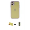 MARSİLYAN™- iPhone 11 Kılıf Ahenk Çizgi Serisi - Siyah Joko Magic 5D Hayalet Cam + Rainbow Kamera Lens Koruma Cam - KI