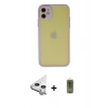 MARSİLYAN™- iPhone 11 Kılıf Ahenk Çizgi Serisi - Siyah Joko Magic 5D Hayalet Cam + Raze Metal Kamera Lens - GS