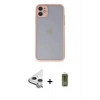 MARSİLYAN™- iPhone 11 Kılıf Ahenk Çizgi Serisi - Siyah Joko Magic 5D Hayalet Cam + Raze Metal Kamera Lens - GS