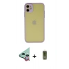 MARSİLYAN™- iPhone 11 Kılıf Ahenk Çizgi Serisi - Siyah Joko Magic 5D Hayalet Cam + Raze Metal Kamera Lens - KI