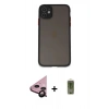 MARSİLYAN™- iPhone 11 Kılıf Ahenk Çizgi Serisi - Siyah Joko Magic 5D Hayalet Cam + Raze Metal Kamera Lens - SH