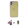 MARSİLYAN™- iPhone 11 Kılıf Ahenk Çizgi Serisi - Siyah Joko Magic 5D Hayalet Cam + Raze Metal Kamera Lens - SH