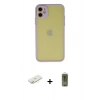 MARSİLYAN™- iPhone 11 Kılıf Ahenk Çizgi Serisi - Siyah Joko Magic 5D Hayalet Cam + Renkli Kamera Lens Koruma Cam - SI