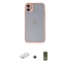 MARSİLYAN™- iPhone 11 Kılıf Ahenk Çizgi Serisi - Siyah Joko Magic 5D Hayalet Cam + Renkli Kamera Lens Koruma Cam - TU