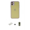 MARSİLYAN™- iPhone 11 Kılıf Ahenk Çizgi Serisi - Siyah Joko Magic 5D Hayalet Cam + Renkli Kamera Lens Koruma Cam - TU