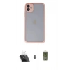 MARSİLYAN™- iPhone 11 Kılıf Ahenk Çizgi Serisi - Siyah Joko Magic 5D Hayalet Cam + Kamera Lens Koruma Cam - SF