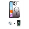 MARSİLYAN™- iPhone 11 Kılıf Ahenk Doku Özel Seri - Şeffaf 360 Full Body Arka Koruyucu + Pers Alüminyum Kamera Lens - GI