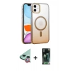 MARSİLYAN™- iPhone 11 Kılıf Ahenk Doku Özel Seri - Şeffaf 360 Full Body Arka Koruyucu + Raze Metal Kamera Lens - KI