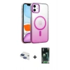 MARSİLYAN™- iPhone 11 Kılıf Ahenk Doku Özel Seri - Şeffaf 360 Full Body Arka Koruyucu + Pers Alüminyum Kamera Lens - LT