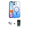 MARSİLYAN™- iPhone 11 Kılıf Ahenk Doku Özel Seri - Şeffaf 360 Full Body Arka Koruyucu + Pers Alüminyum Kamera Lens - LT