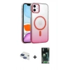 MARSİLYAN™- iPhone 11 Kılıf Ahenk Doku Özel Seri - Şeffaf 360 Full Body Arka Koruyucu + Pers Alüminyum Kamera Lens - LT