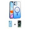 MARSİLYAN™- iPhone 11 Kılıf Ahenk Doku Özel Seri - Şeffaf 360 Full Body Arka Koruyucu + Neon Fosforlu Kamera Lens - MI