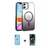MARSİLYAN™- iPhone 11 Kılıf Ahenk Doku Özel Seri - Şeffaf 360 Full Body Arka Koruyucu + Neon Fosforlu Kamera Lens - MI