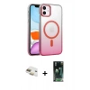 MARSİLYAN™- iPhone 11 Kılıf Ahenk Doku Özel Seri - Şeffaf 360 Full Body Arka Koruyucu + Pers Alüminyum Kamera Lens - GD