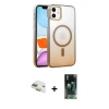 MARSİLYAN™- iPhone 11 Kılıf Ahenk Doku Özel Seri - Şeffaf 360 Full Body Arka Koruyucu + Pers Alüminyum Kamera Lens - GD