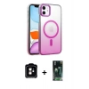 MARSİLYAN™- iPhone 11 Kılıf Ahenk Doku Özel Seri - Şeffaf 360 Full Body Arka Koruyucu + Turuncu PVD Metal Kamera Lens