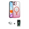 MARSİLYAN™- iPhone 11 Kılıf Ahenk Doku Özel Seri - Şeffaf 360 Full Body Arka Koruyucu + Pers Alüminyum Kamera Lens - YL
