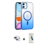 MARSİLYAN™- iPhone 11 Kılıf Ahenk Doku Özel Seri - Şeffaf Pasifik Cam Ekran Koruyucu + Pers Alüminyum Kamera Lens - LT