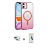 MARSİLYAN™- iPhone 11 Kılıf Ahenk Doku Özel Seri - Şeffaf Pasifik Cam Ekran Koruyucu + Pers Alüminyum Kamera Lens - LT