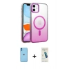 MARSİLYAN™- iPhone 11 Kılıf Ahenk Doku Özel Seri - Şeffaf Pasifik Cam Ekran Koruyucu + Neon Fosforlu Kamera Lens - MI