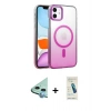 MARSİLYAN™- iPhone 11 Kılıf Ahenk Doku Özel Seri - Şeffaf Pasifik Cam Ekran Koruyucu + Raze Metal Kamera Lens - MI