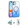 MARSİLYAN™- iPhone 11 Kılıf Ahenk Doku Özel Seri - Şeffaf Pasifik Cam Ekran Koruyucu + Raze Metal Kamera Lens - MI