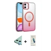MARSİLYAN™- iPhone 11 Kılıf Ahenk Doku Özel Seri - Şeffaf Pasifik Cam Ekran Koruyucu + Raze Metal Kamera Lens - MI