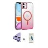 MARSİLYAN™- iPhone 11 Kılıf Ahenk Doku Özel Seri - Şeffaf Pasifik Cam Ekran Koruyucu + Raze Metal Kamera Lens - MR