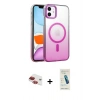 MARSİLYAN™- iPhone 11 Kılıf Ahenk Doku Özel Seri - Şeffaf Pasifik Cam Ekran Koruyucu + Pers Alüminyum Kamera Lens - KI