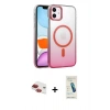 MARSİLYAN™- iPhone 11 Kılıf Ahenk Doku Özel Seri - Şeffaf Pasifik Cam Ekran Koruyucu + Pers Alüminyum Kamera Lens - KI