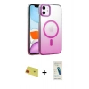 MARSİLYAN™- iPhone 11 Kılıf Ahenk Doku Özel Seri - Şeffaf Pasifik Cam Ekran Koruyucu + Rainbow Kamera Lens Koruma Cam - KI
