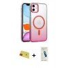 MARSİLYAN™- iPhone 11 Kılıf Ahenk Doku Özel Seri - Şeffaf Pasifik Cam Ekran Koruyucu + Rainbow Kamera Lens Koruma Cam - KI