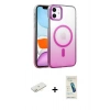 MARSİLYAN™- iPhone 11 Kılıf Ahenk Doku Özel Seri - Şeffaf Pasifik Cam Ekran Koruyucu + Renkli Kamera Lens Koruma Cam - SI