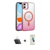 MARSİLYAN™- iPhone 11 Kılıf Ahenk Doku Özel Seri - Şeffaf Pasifik Cam Ekran Koruyucu + Kamera Lens Koruma Cam - SF