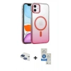 MARSİLYAN™- iPhone 11 Kılıf Ahenk Doku Özel Seri - Şeffaf Royal Nano Ekran Koruyucu + Pers Alüminyum Kamera Lens - LT