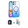 MARSİLYAN™- iPhone 11 Kılıf Ahenk Doku Özel Seri - Şeffaf Royal Nano Ekran Koruyucu + PVD Metal Kamera Lens - MI