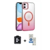 MARSİLYAN™- iPhone 11 Kılıf Ahenk Doku Özel Seri - Şeffaf Royal Nano Ekran Koruyucu + PVD Metal Kamera Lens - MI