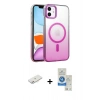 MARSİLYAN™- iPhone 11 Kılıf Ahenk Doku Özel Seri - Şeffaf Royal Nano Ekran Koruyucu + Renkli Kamera Lens Koruma Cam - PE