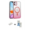 MARSİLYAN™- iPhone 11 Kılıf Ahenk Doku Özel Seri - Şeffaf Royal Nano Ekran Koruyucu + Renkli Kamera Lens Koruma Cam - PE