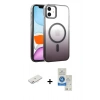 MARSİLYAN™- iPhone 11 Kılıf Ahenk Doku Özel Seri - Şeffaf Royal Nano Ekran Koruyucu + Renkli Kamera Lens Koruma Cam - PE