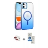 MARSİLYAN™- iPhone 11 Kılıf Ahenk Doku Özel Seri - Şeffaf Royal Nano Ekran Koruyucu + Pers Alüminyum Kamera Lens - KI
