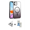 MARSİLYAN™- iPhone 11 Kılıf Ahenk Doku Özel Seri - Şeffaf Royal Nano Ekran Koruyucu + Raze Metal Kamera Lens - GS