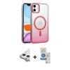 MARSİLYAN™- iPhone 11 Kılıf Ahenk Doku Özel Seri - Şeffaf Royal Nano Ekran Koruyucu + Raze Metal Kamera Lens - GS