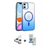 MARSİLYAN™- iPhone 11 Kılıf Ahenk Doku Özel Seri - Şeffaf Royal Nano Ekran Koruyucu + Raze Metal Kamera Lens - GS